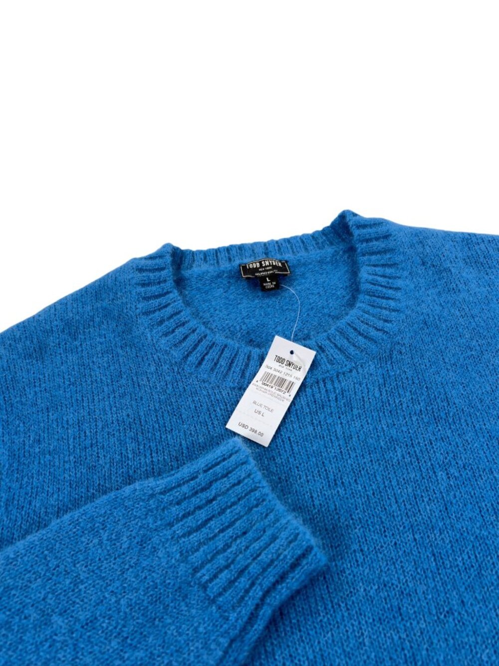 odd Snyder Blue Toile Solid Brushed Mohair Crewneck Sweater Mens Large L